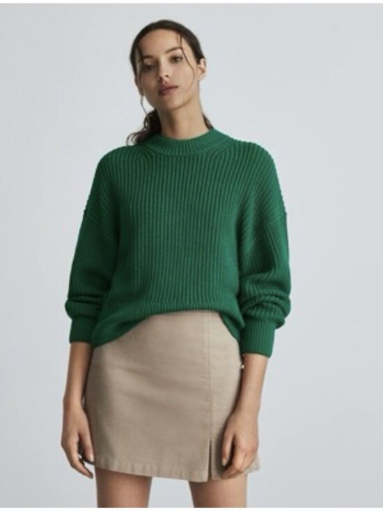 Everlane Sweaters - Everlane Womens Organic Cotton Chunky Knit Sweater Green Small Cropped Minimalis